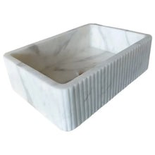 Cargar imagen en el visor de la galería, Carrara White Marble Wall-mount Bathroom Sink Ribbed Textured (W)16" (W)24" (H)6"