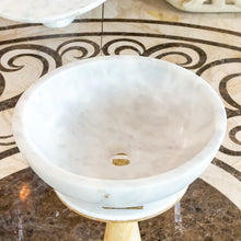 Load image into Gallery viewer, Carrara White Marble Above Vanity Bathroom Vessel Sink Polished (D)16" (H)6"