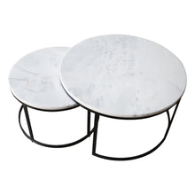 Load image into Gallery viewer, Carrara White Marble Nesting Coffee Table Round Set of 2 Polished