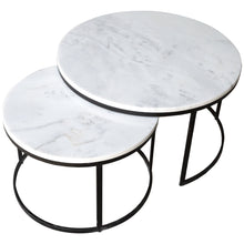 Load image into Gallery viewer, Carrara White Marble Nesting Coffee Table Round Set of 2 Polished