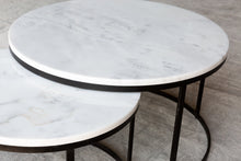 Load image into Gallery viewer, Carrara White Marble Nesting Coffee Table Round Set of 2 Polished
