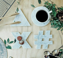 Load image into Gallery viewer, Bianco Carrara White Marble 5"x5" Coasters Semi-polished set of 4