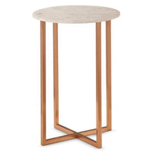 Carregar imagem no visualizador da galeria, Carrara White Marble End/Side Table Round Polished
