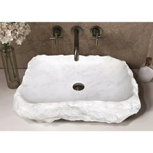 Carregar imagem no visualizador da galeria, Carrara Marble Rectangular Rustic Natural Stone Above Vanity Bathroom Sink