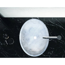 Cargar imagen en el visor de la galería, Carrara White Marble Natural Stone Oval Vessel Above Vanity Bathroom Sink