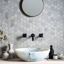 Load image into Gallery viewer, Carrara White Marble Above Vanity Bathroom Vessel Sink Polished (D)16" (H)6"