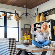 Load image into Gallery viewer, Black Metal 6 Light Candelabra Chandelier