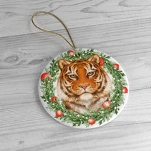 Cargar imagen en el visor de la galería, Christmas Wreath Tiger Ornament