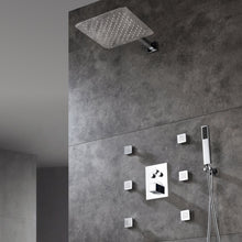 Cargar imagen en el visor de la galería, Chrome Thermostatic Shower System 3-Way Functionality & Includes 6 Body Jets for Simultaneous and Separate Operation