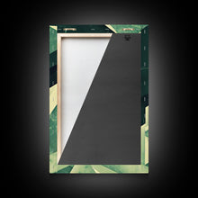 Load image into Gallery viewer, Cubism abstract geometric painting print, green marble shapes, framed canvas print