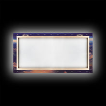 Load image into Gallery viewer, Bird's eye view of a futuristic city-planet, cool scifi art, framed canvas print, ready to hang framed wall art