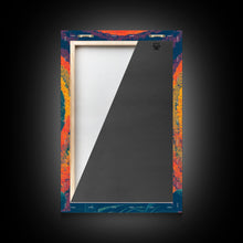 Cargar imagen en el visor de la galería, Colorful rainbow Buddha facing a ring of flowers, framed canvas print, yoga studio art