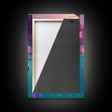 Carregar imagem no visualizador da galeria, Cute Otter going for a swim, pastel retro style art, framed canvas print, Otter out for a swim in a mountain lake