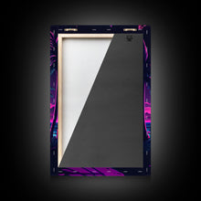 Carregar imagem no visualizador da galeria, Full Moon over a Florida Beach, Palm Trees, Outrun Style Beach Landscape art, framed canvas Print