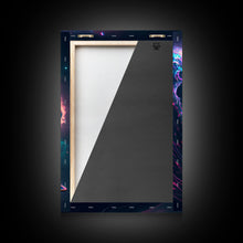 Load image into Gallery viewer, Astronaut surfing the stars, Cosmic Surfer, Galaxy Art, framed canvas print, unique colorful wall art