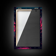 Carregar imagem no visualizador da galeria, 8 bit pixel art sunset, synthwave style palm tree beach, framed canvas print, framed wall art painting