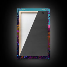 Load image into Gallery viewer, Cute brown bear stopping to smell the flowers, animal prints, framed canvas print, colorful unique wall art