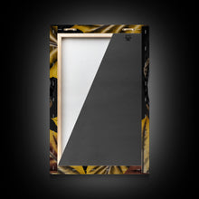 Load image into Gallery viewer, Beautiful Woman Art Framed Canvas Print Black Gold Woman Wall Art Lady Print, Gold Face Leaves Palm decor ready to hang Ethnic girl portrait
