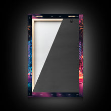 Load image into Gallery viewer, American Muscle Car on Sunset Strip, Retro Synthwave Art, Framed Canvas Print, Gift For Him, Muscle Car Art