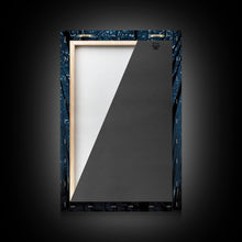 Load image into Gallery viewer, Birch Tree Forest At Night, Starry Night Sky, Framed Canvas Print, Boho Minimalist Farmhouse Decor, Primitive Art