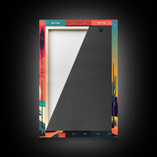 Load image into Gallery viewer, Beach Vibes - Midcentury / Art Deco / 80 Vibes Mash up - Framed Canvas Prints - Turquoise Sky and Palme Trees - 3 Panel Art, Triptych Prints