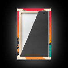 Carregar imagem no visualizador da galeria, Framed Canvas Print - Art Deco Sunset, Beaches, Minimalist Palm trees - Island Vibes - Retro Tropical Art - Pop Art Beach Decor