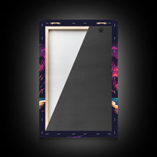 Carregar imagem no visualizador da galeria, Framed Canvas Print - Pop Art Style Beach at Sunset with Palm Trees - Retro Style - Living Room / Office / Bedroom Wall Art