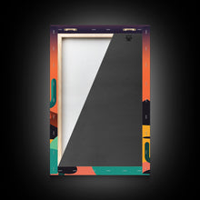Load image into Gallery viewer, Pop Art Framed Canvas Print of Desert Landscape at Sunset, Outrun Style Sunset Full Moon Art, Unique 80s Vibe Retro Art, Art Deco