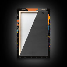 Load image into Gallery viewer, Colorful Pop Art Picture of a Mountain and Forest Landscape, Framed Canvas Print, Surrealist High Contrast Cel Shaded Landscape Art