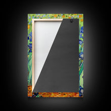 Load image into Gallery viewer, Funny Cat Print, Vincent Van Gogh Inspired Irises Black Cat Wall Art, Framed Canvas Print, Poster Art, Funny Gift, Home Decor Wall Art