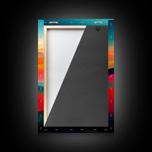 Load image into Gallery viewer, Art deco style clouds and sunset, midcentury modern art, canvas print, unique colorful wall art