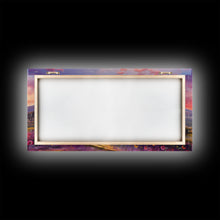 Load image into Gallery viewer, Beautiful Fields of Lavender, Framed Canvas Print, Wall Art, Boho Wall Decor, Sunset Painting, French Countryside, Farmhouse Art