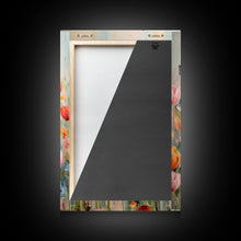 Load image into Gallery viewer, Tulip Field Wall Art, Flower Wall Print, Colorful Art, Butterfly Art, Canvas Print, Wall Art, Vertical Print, Birthday Gift, House Wall Art
