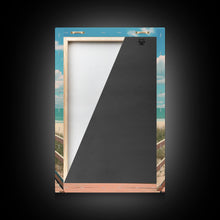 Load image into Gallery viewer, Beach Boardwalk, Vaporwave Summer Vibes, Framed Canvas Print, Retro Midcentury Modern Art, Liminal Art, Minimalist MCM Lakehouse Art