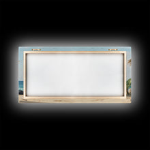 Load image into Gallery viewer, Beachside Tiki Hut Bar and Grill, Framed Canvas Print, Liminal Art, Framed Wall Decor Beach Photography, Surf Art, Surf Print Nautical Decor