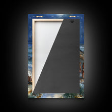 Cargar imagen en el visor de la galería, Christmas At The Beach, Framed Canvas Print, Christmas Decor, Christmas Art, Christmas Art Prints, Tropical Christmas, Beach House Art