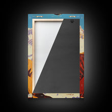 Load image into Gallery viewer, Cowboy Drinking Coffee in Winter Cabin Framed Canvas Print - Cozy Christmas Wall Art 2024 Rustic Holiday Decor