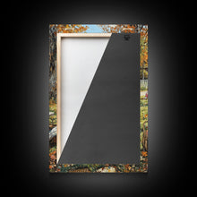 Carregar imagem no visualizador da galeria, Autumn Picnic Outdoors Tall Art Framed Canvas Print With Basket Of Apples, Fall Scene Wall Art, Country Farmhouse Decor For Kitchen