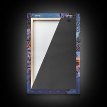 Cargar imagen en el visor de la galería, Classic Winter Christmas Neighborhood Framed Canvas Print Tall Art With Lights And Christmas Tree, Holiday Wall Art Home Decor