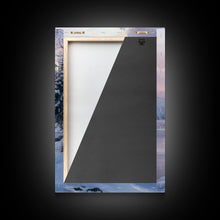 Carregar imagem no visualizador da galeria, Cabin In Snowy Forest Framed Canvas Print Wall Art Winter Landscape Decor, Cozy Christmas Art Gift, Rustic Winter Wonderland Art