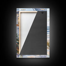 Cargar imagen en el visor de la galería, Coastal Christmas Tree Framed Canvas Print, Festive Holiday Decor Tree Beach and Ocean View, Nautical Wall Art Tropical Christmas Decor