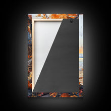 Cargar imagen en el visor de la galería, Cozy autumn cabin porch with pumpkins and scenic view, Framed Canvas Print, perfect above sofa art, fall seasonal decor, gallery wall