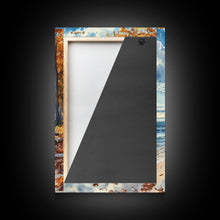 Carregar imagem no visualizador da galeria, Autumn beach landscape with vibrant fall leaves and coastal breeze Framed Canvas Print perfect fall wall art for seasonal farmhouse decor