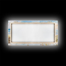 Carregar imagem no visualizador da galeria, Framed Canvas Print Beach Scene with Surfboards and Pumpkins, Fall Beach Decor, Autumn Coastal Wall Art, Perfect Fall Beach Theme