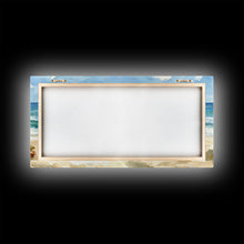 Load image into Gallery viewer, Colorful surfboards Christmas wall art, beach holiday decor, coastal Christmas art, framed canvas print, tropical Christmas art gift