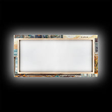 Load image into Gallery viewer, Coastal Surfboard and Pumpkins Fall Scene, Framed Canvas Print, Autumn Beach Decor, Fall Home Decor, Wall Art, Coastal Autumn Wall Print