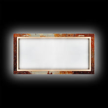 Load image into Gallery viewer, Black white cowboy riding toward snow-covered mountains, Framed Canvas Print, minimalist winter wall art, moody landscape, western decor