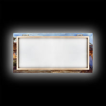 Load image into Gallery viewer, Beach Christmas Market Framed Canvas Print, Coastal Holiday Market Scene Wall Art, Christmas Decor Wall Art