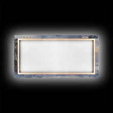 Load image into Gallery viewer, Christmas beach decor scene in tropical house with wreath and lights, Framed Canvas Print palm trees snow, winter art and holiday home decor