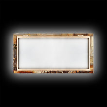 Carregar imagem no visualizador da galeria, Rustic Christmas dining room scene with a Christmas tree, Framed Canvas Print with a festive table warm fireplace, farmhouse holiday decor